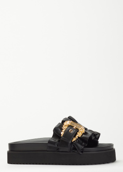 Шльопанці з декором Versace Jeans Couture на товстій підошві, фото